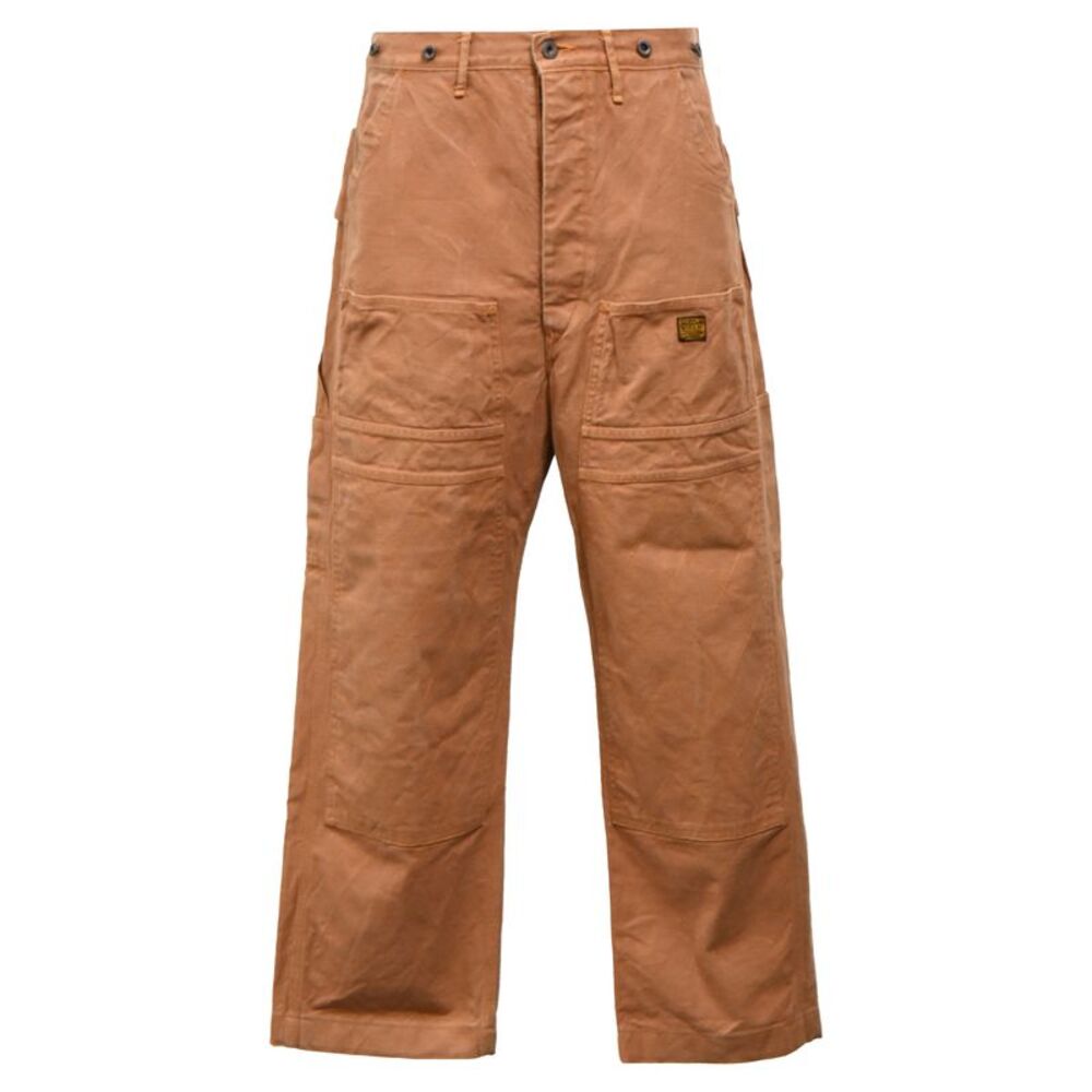 KAPITAL Lumber Straight-Leg Cargo Pants in Brown Cotton